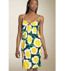 Diane von Furstenberg 100% Silk Candy Dress Large Wildflower Yellow sz 8